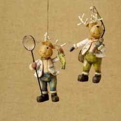 Fishing Reindeer Ornaments - Pair W2685